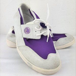 Eddie Bauer Sport Womens 9 M Purple Mesh Grey Suede Boat Dock Shoes Breathable